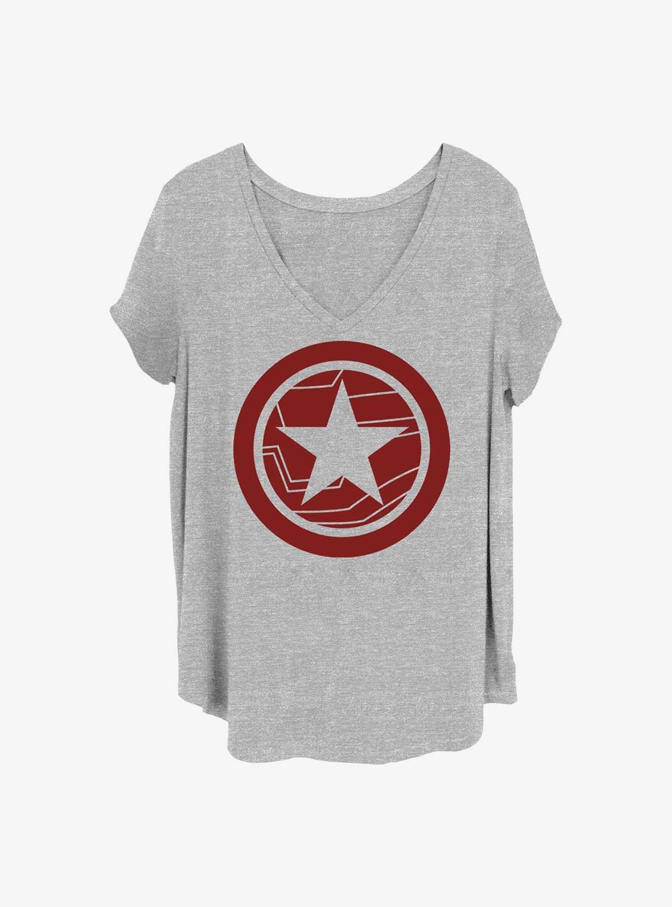 Marvel The Falcon and the Winter Soldier Red Shield Girls T-Shirt Plus Size, HEATHER GR, hi-res