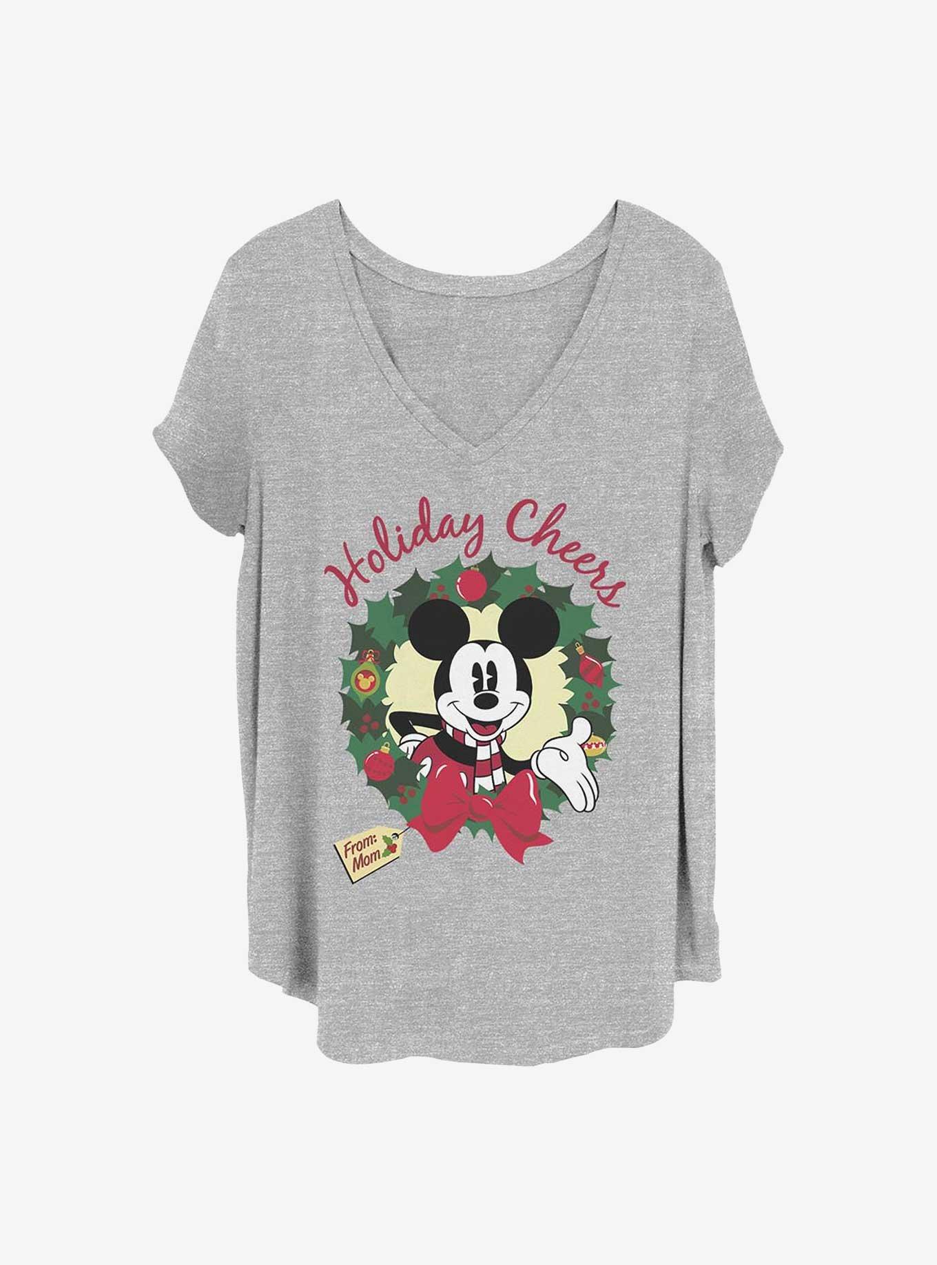 Disney Mickey Mouse Holiday Cheer Mom Girls T-Shirt Plus Size, HEATHER GR, hi-res