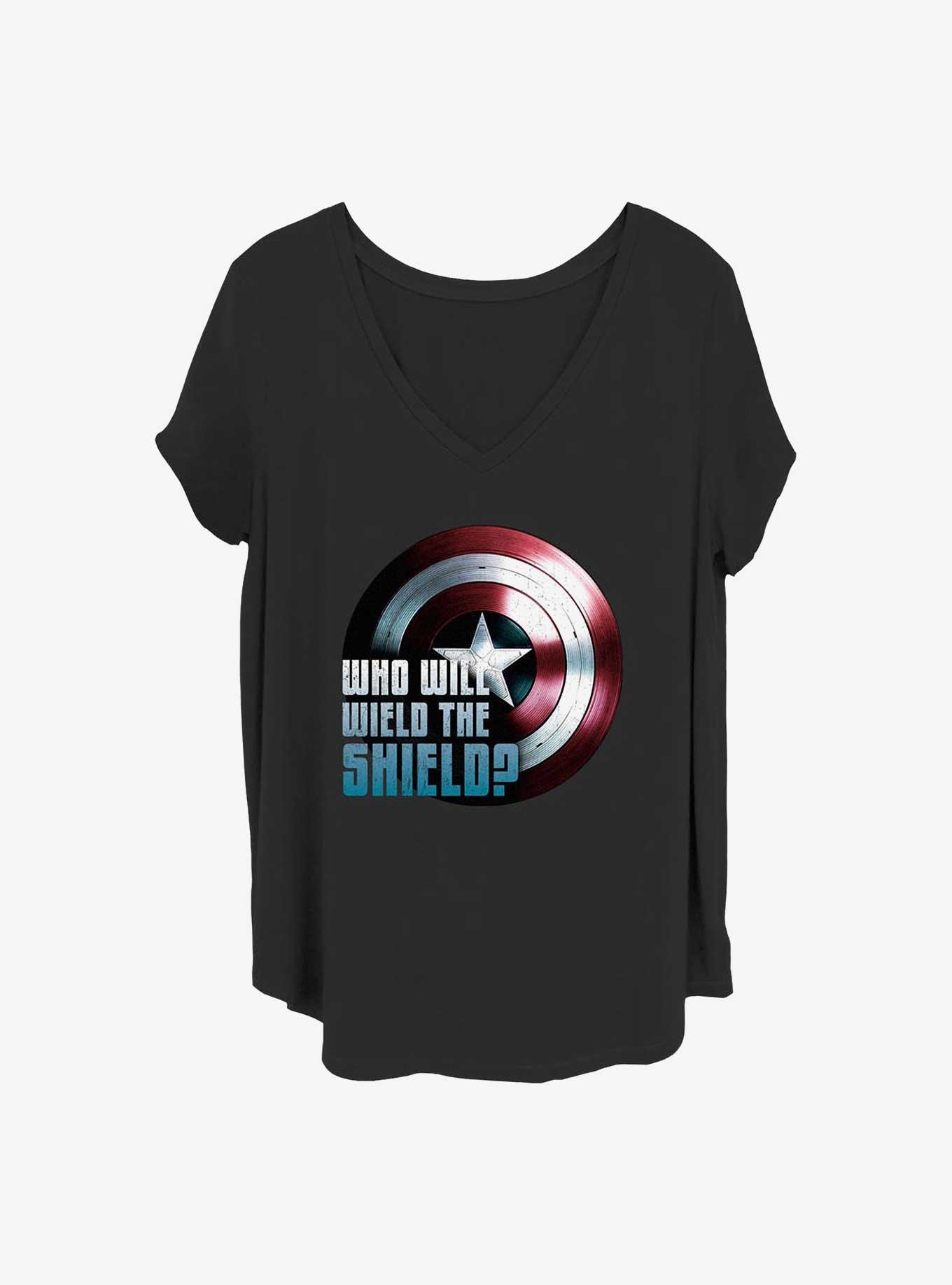 Marvel The Falcon and the Winter Soldier Wielding The Shield Girls T-Shirt Plus Size, BLACK, hi-res