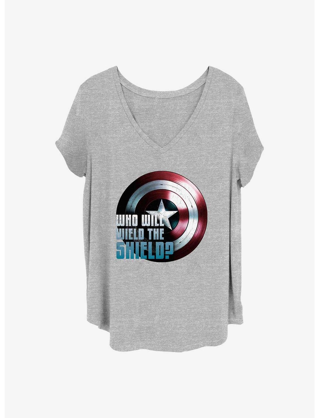 Marvel The Falcon and the Winter Soldier Wielding The Shield Girls T-Shirt Plus Size, HEATHER GR, hi-res