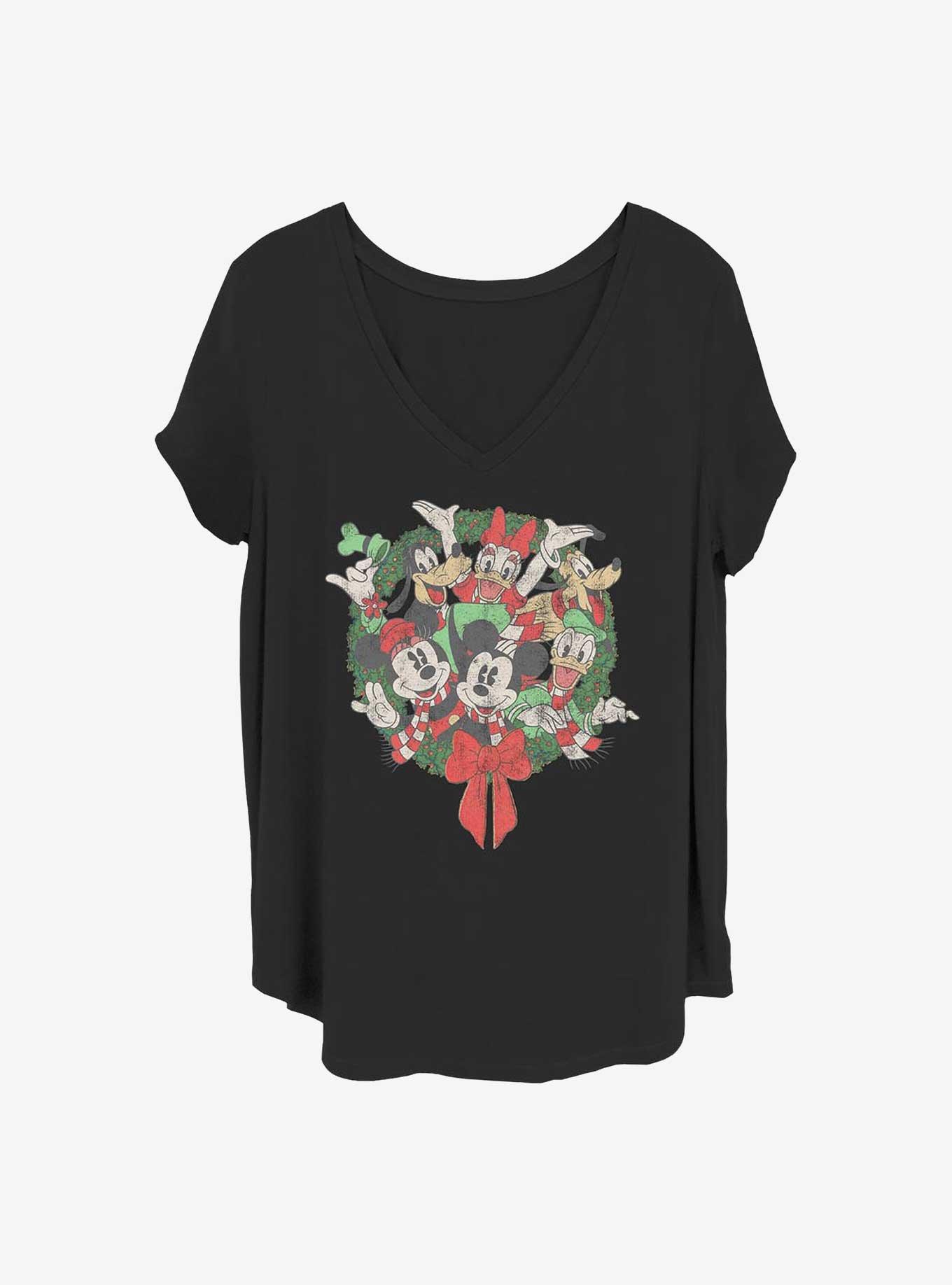 Disney Mickey Mouse & Friends Holiday Wreath Girls T-Shirt Plus Size
