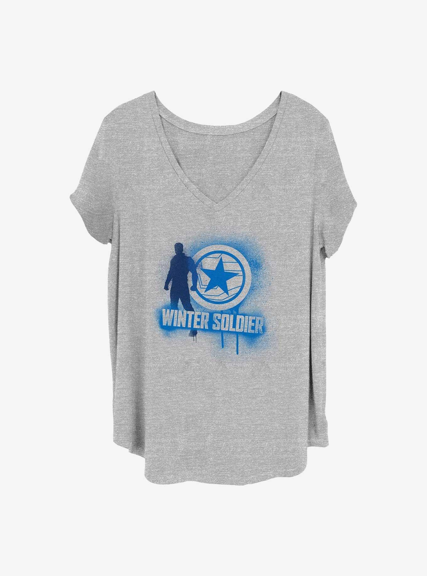 Marvel The Falcon and the Winter Soldier Winter Soldier Spray Paint Girls T-Shirt Plus Size, HEATHER GR, hi-res