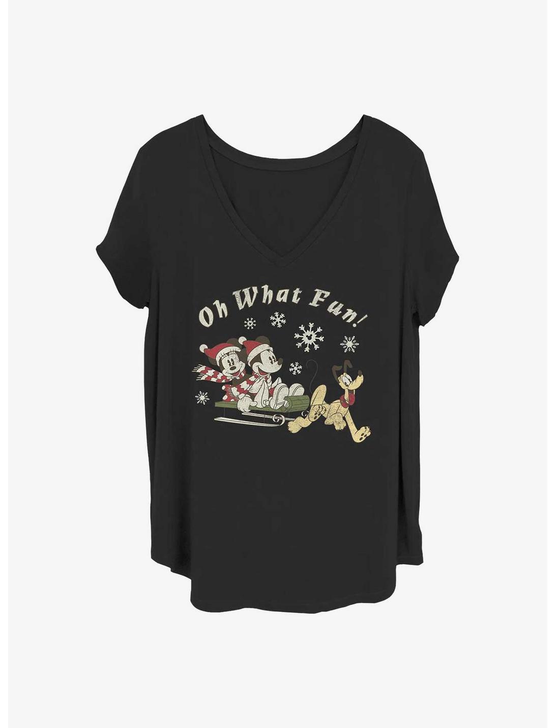 Disney Mickey Mouse And Minnie Mouse Holiday Oh What Fun Girls T-Shirt Plus Size, BLACK, hi-res