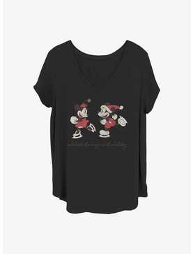 Disney Mickey Mouse & Minnie Mouse Vintage Holiday Skaters Girls T-Shirt Plus Size, , hi-res