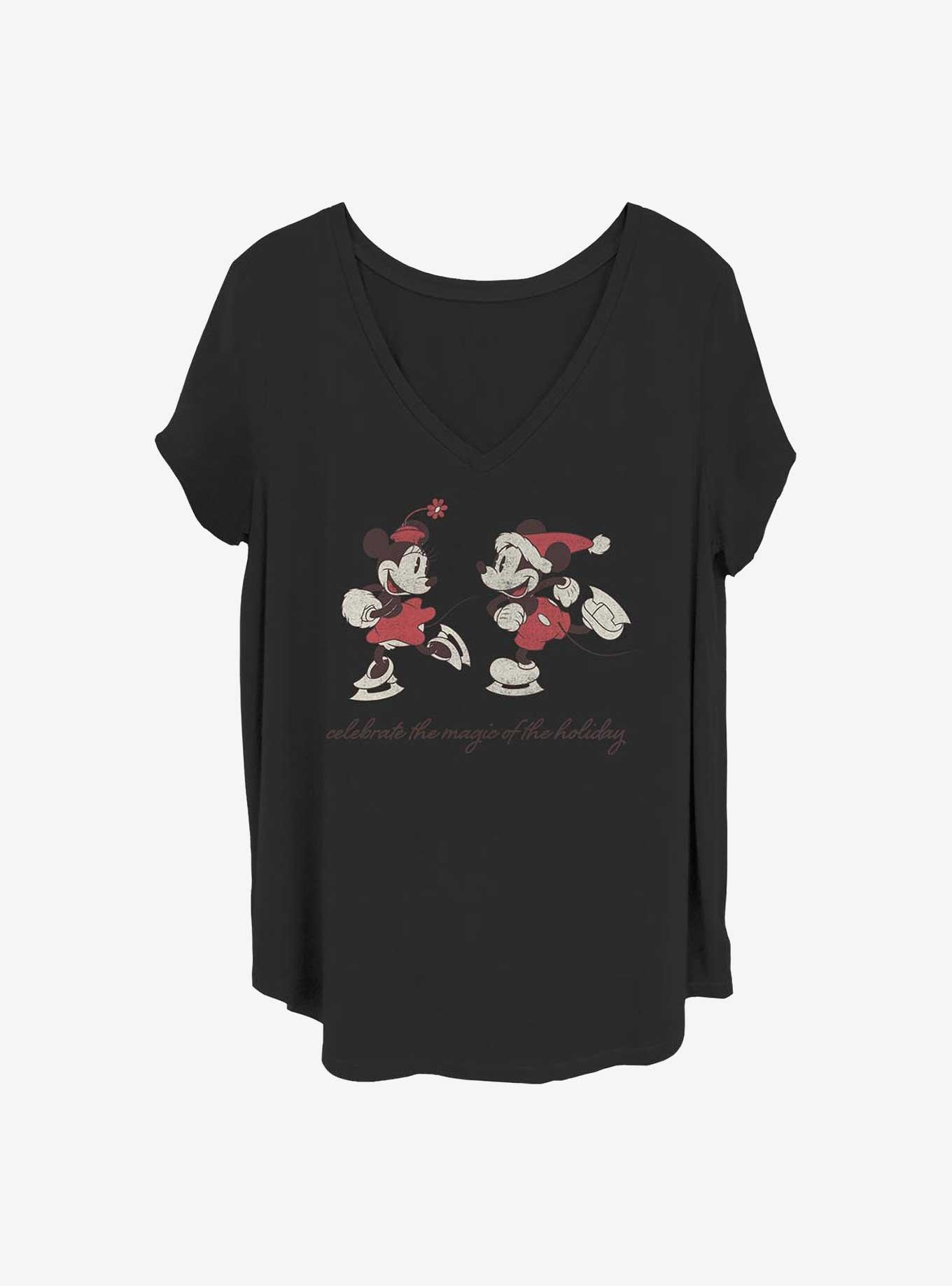 Disney Mickey Mouse & Minnie Mouse Vintage Holiday Skaters Girls T-Shirt Plus Size, , hi-res