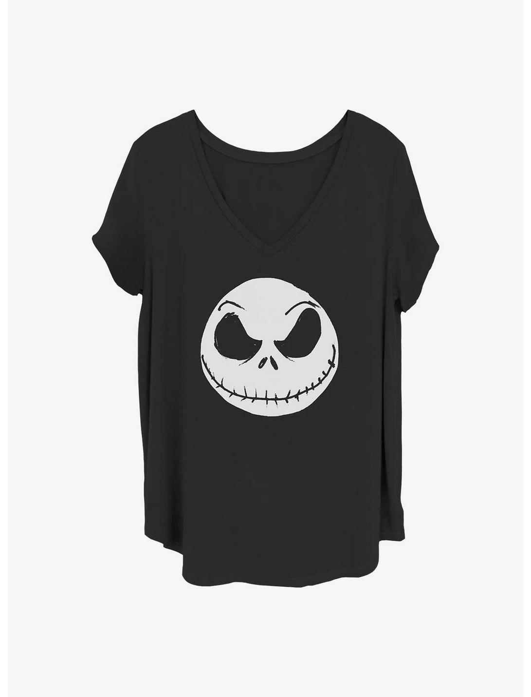 The Nightmare Before Christmas Big Face Jack Girls T-Shirt Plus Size, BLACK, hi-res