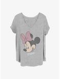 Disney Minnie Mouse Minnie Big Face Distressed Girls T-Shirt Plus Size, HEATHER GR, hi-res
