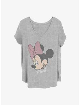 Disney Minnie Mouse Minnie Big Face Distressed Girls T-Shirt Plus Size, , hi-res