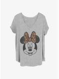 Disney Minnie Mouse Minnie Face Leopard Girls T-Shirt Plus Size, HEATHER GR, hi-res