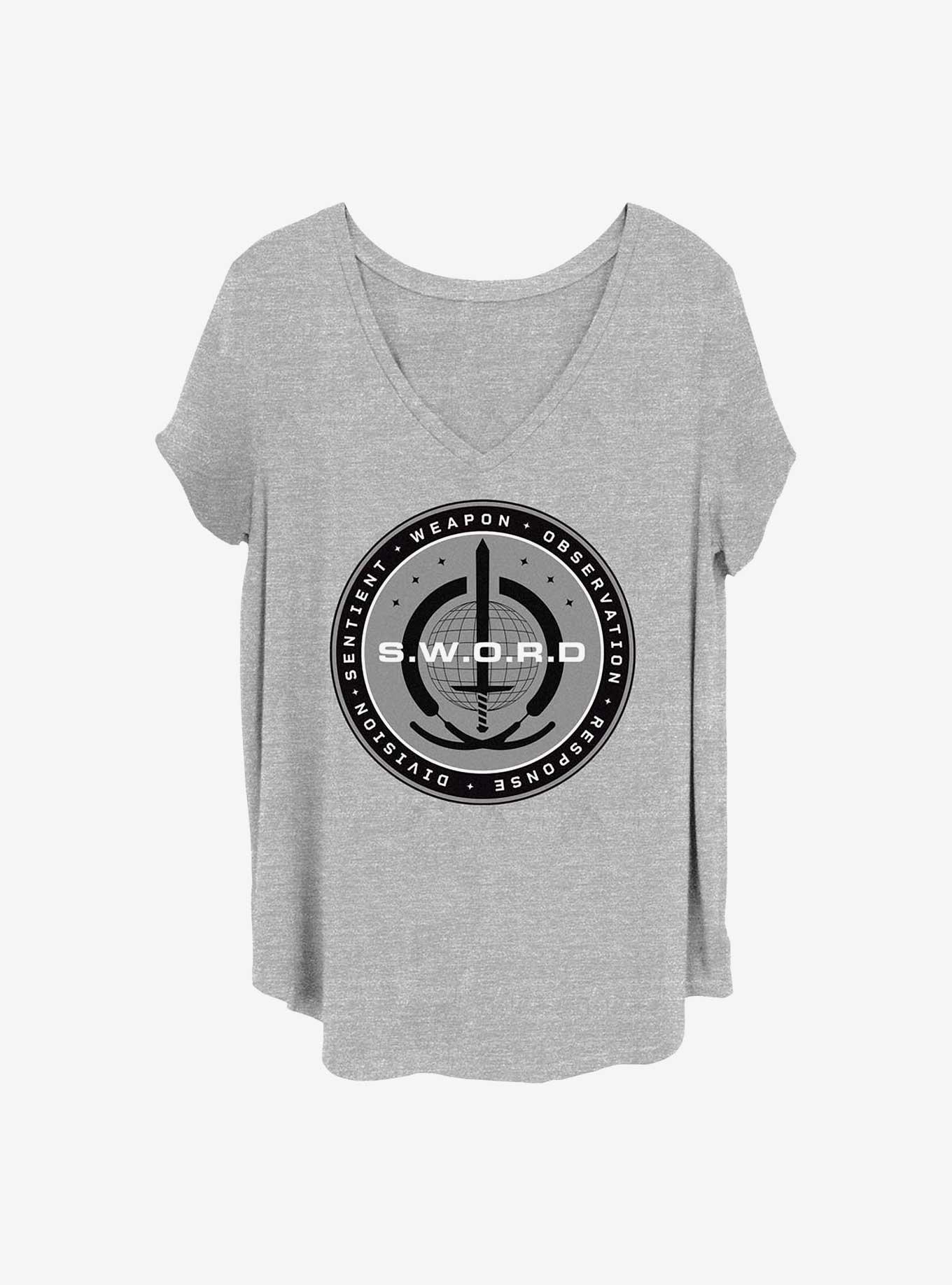 Marvel WandaVision Sword Logo Girls T-Shirt Plus Size, HEATHER GR, hi-res