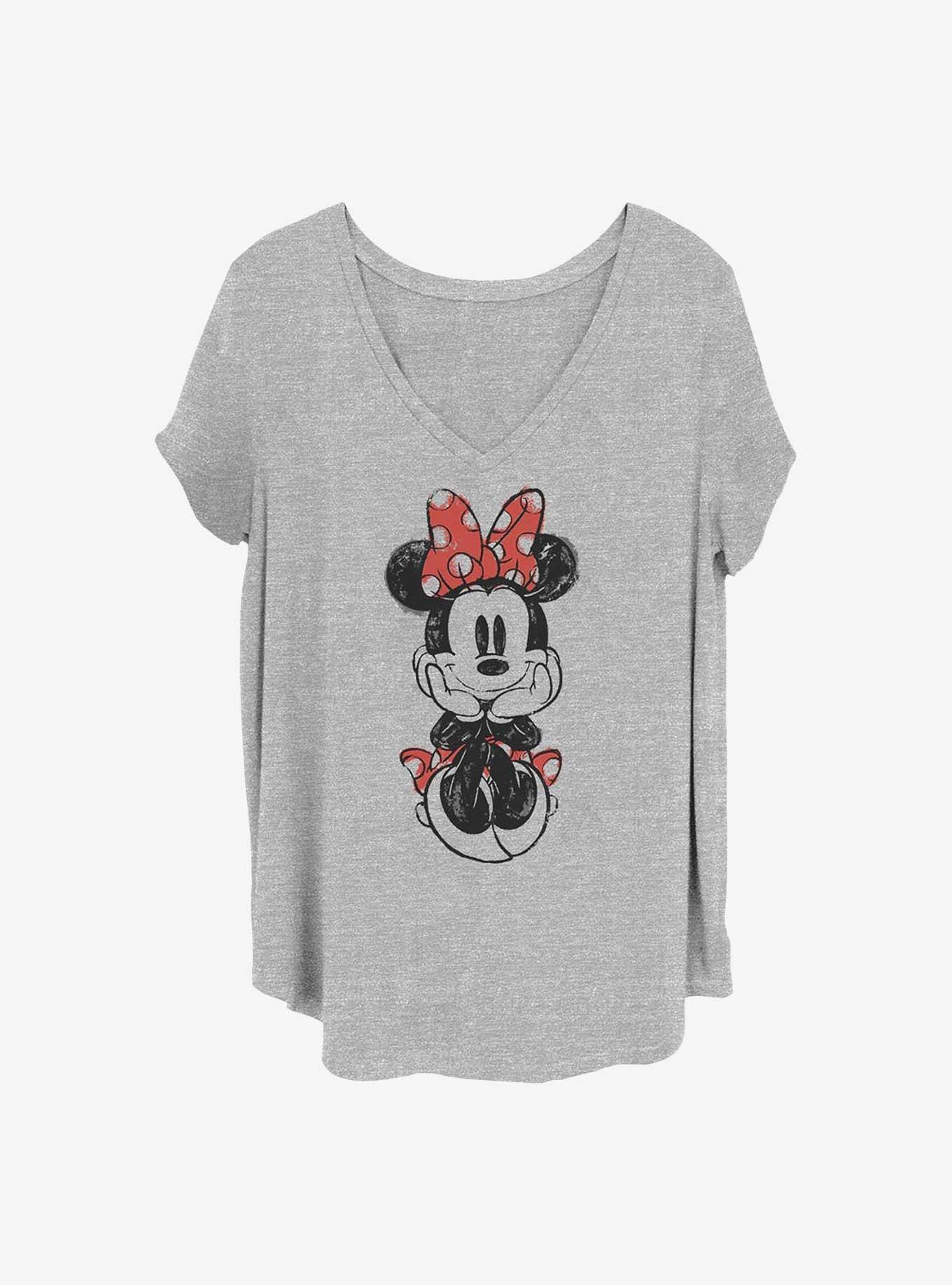 Disney Minnie Mouse Sitting Sketch Girls T-Shirt Plus