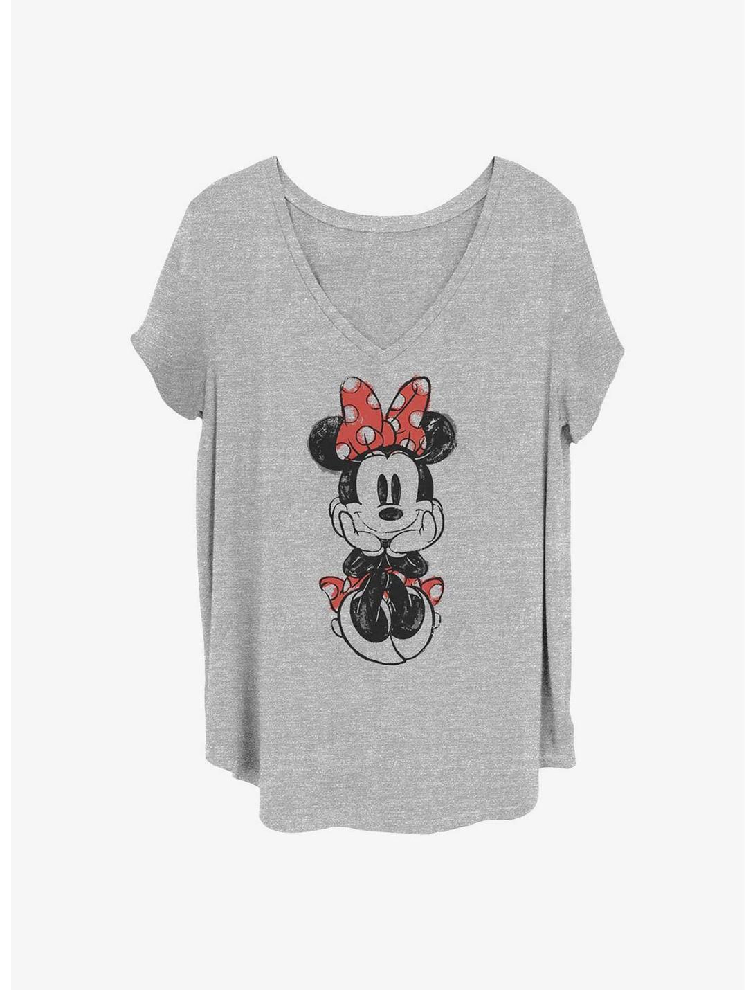 Disney Minnie Mouse Sitting Minnie Sketch Girls T-Shirt Plus Size, HEATHER GR, hi-res