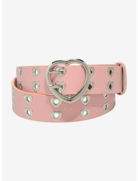 Pastel Pink Heart Grommet Belt, , hi-res