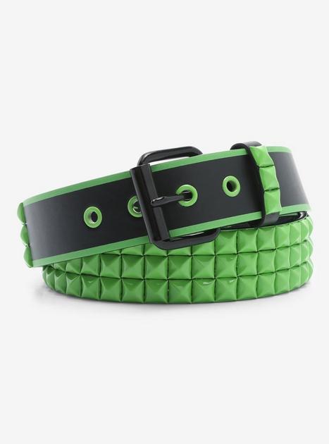 Black & Green Pyramid Stud Belt | Hot Topic