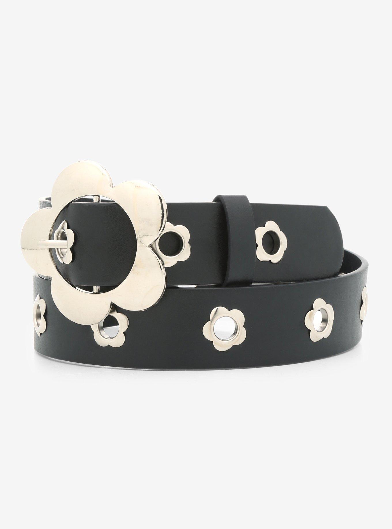 Black Daisy Grommet Belt Hot Topic