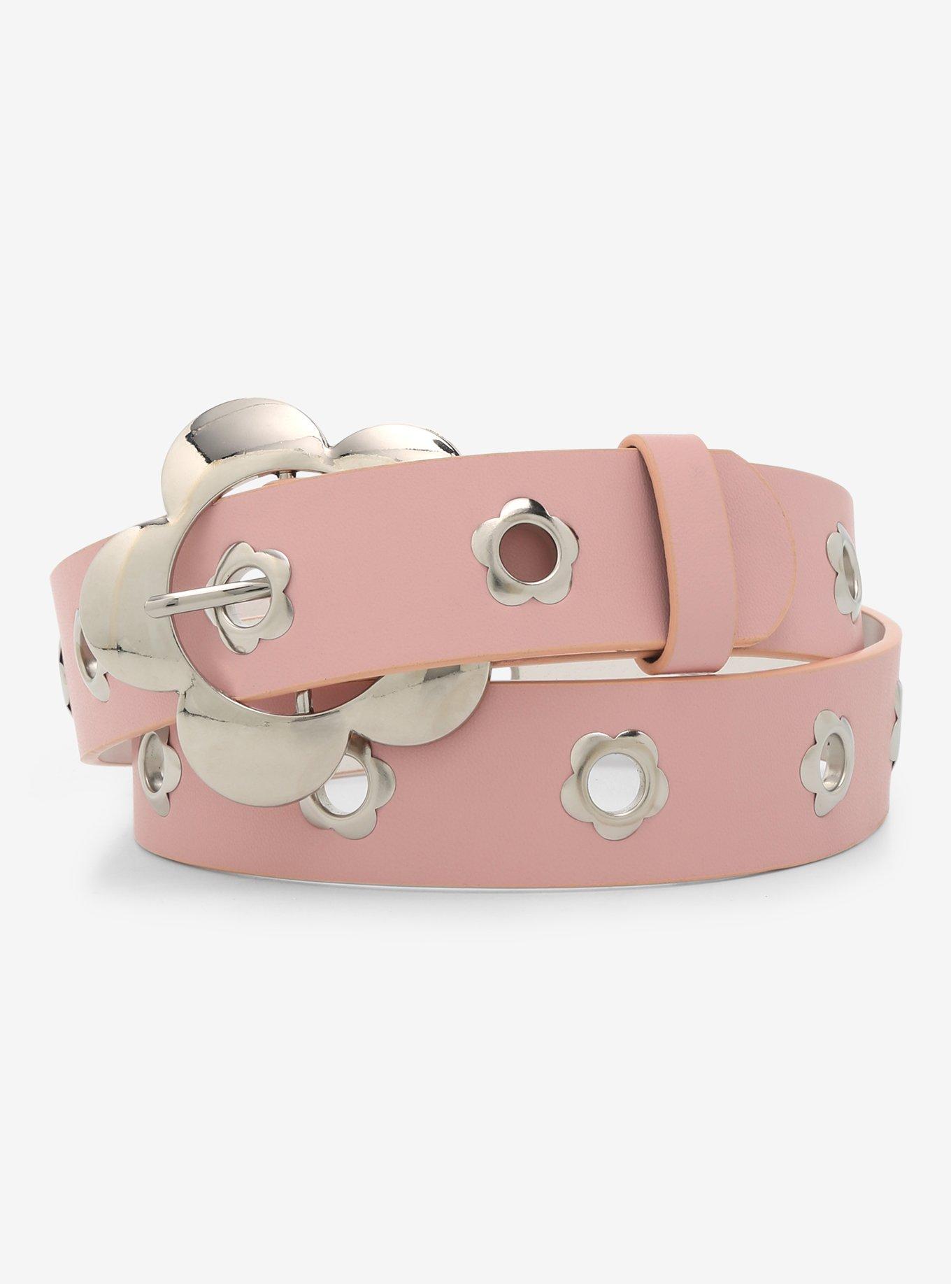 Pink Daisy Grommet Belt, PINK, hi-res