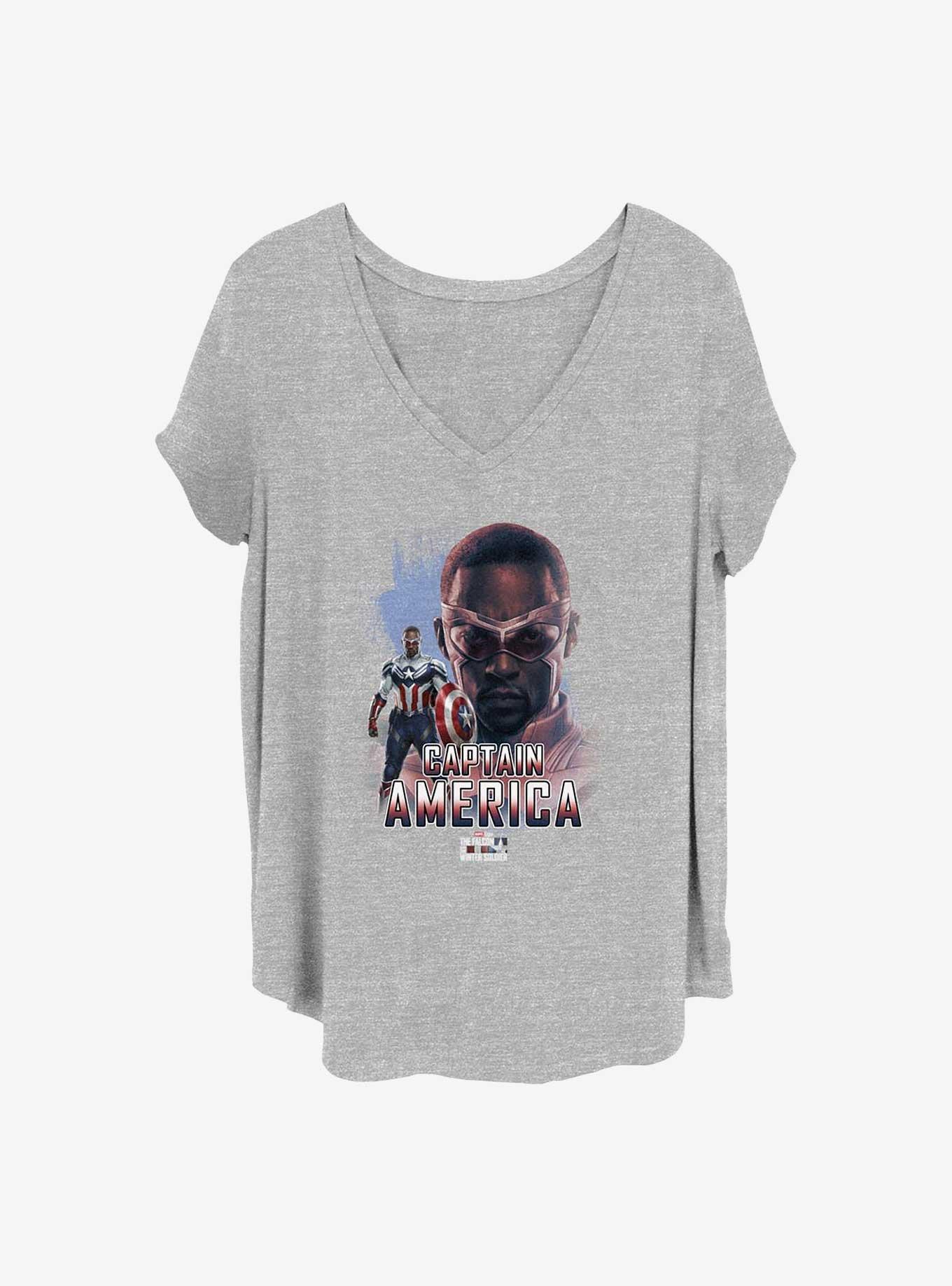 Marvel The Falcon and the Winter Soldier Sam Captain America Girls T-Shirt Plus Size, HEATHER GR, hi-res