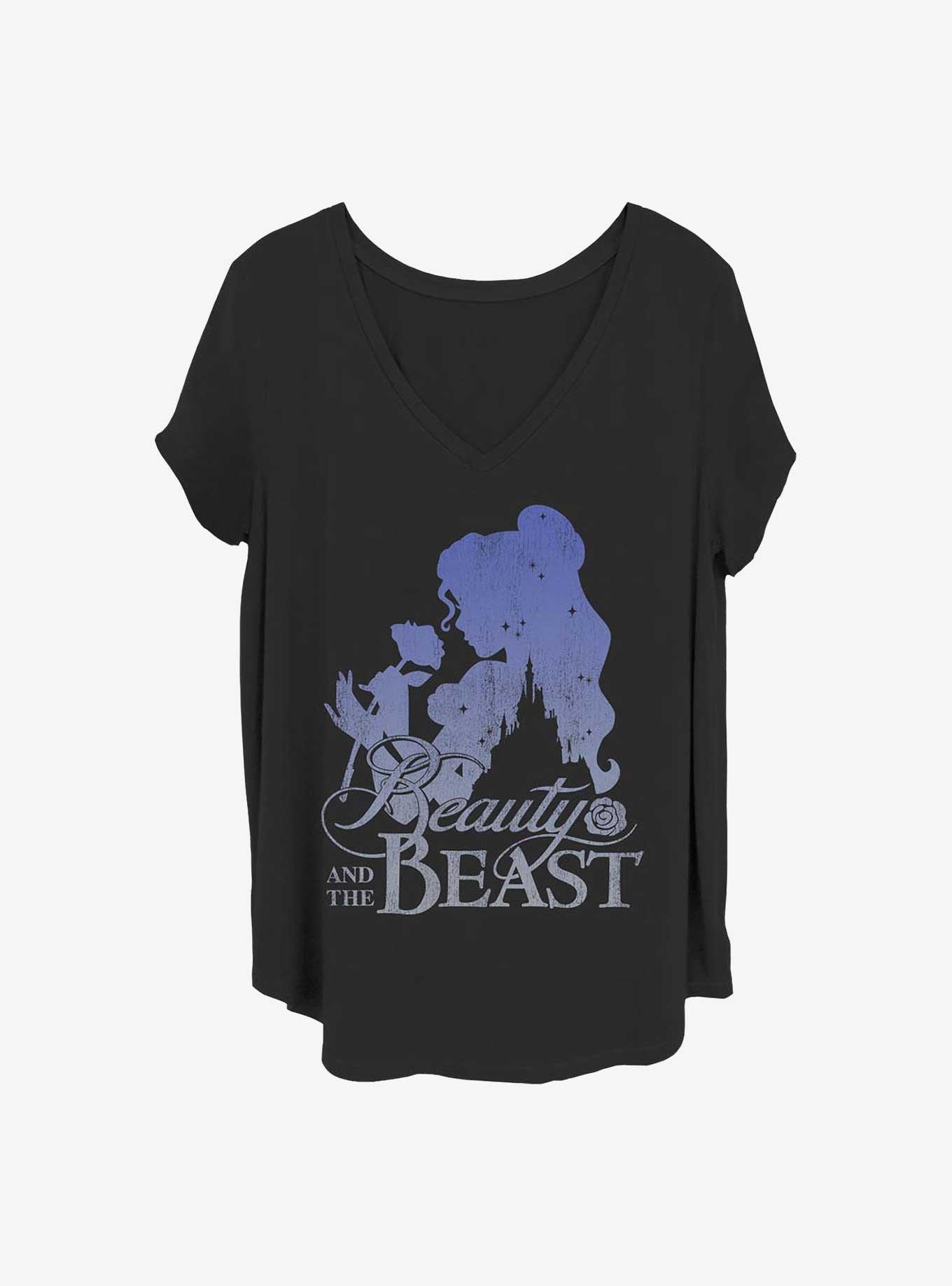 Disney Beauty and the Beast Belle Silhouette Girls T-Shirt Plus Size, BLACK, hi-res