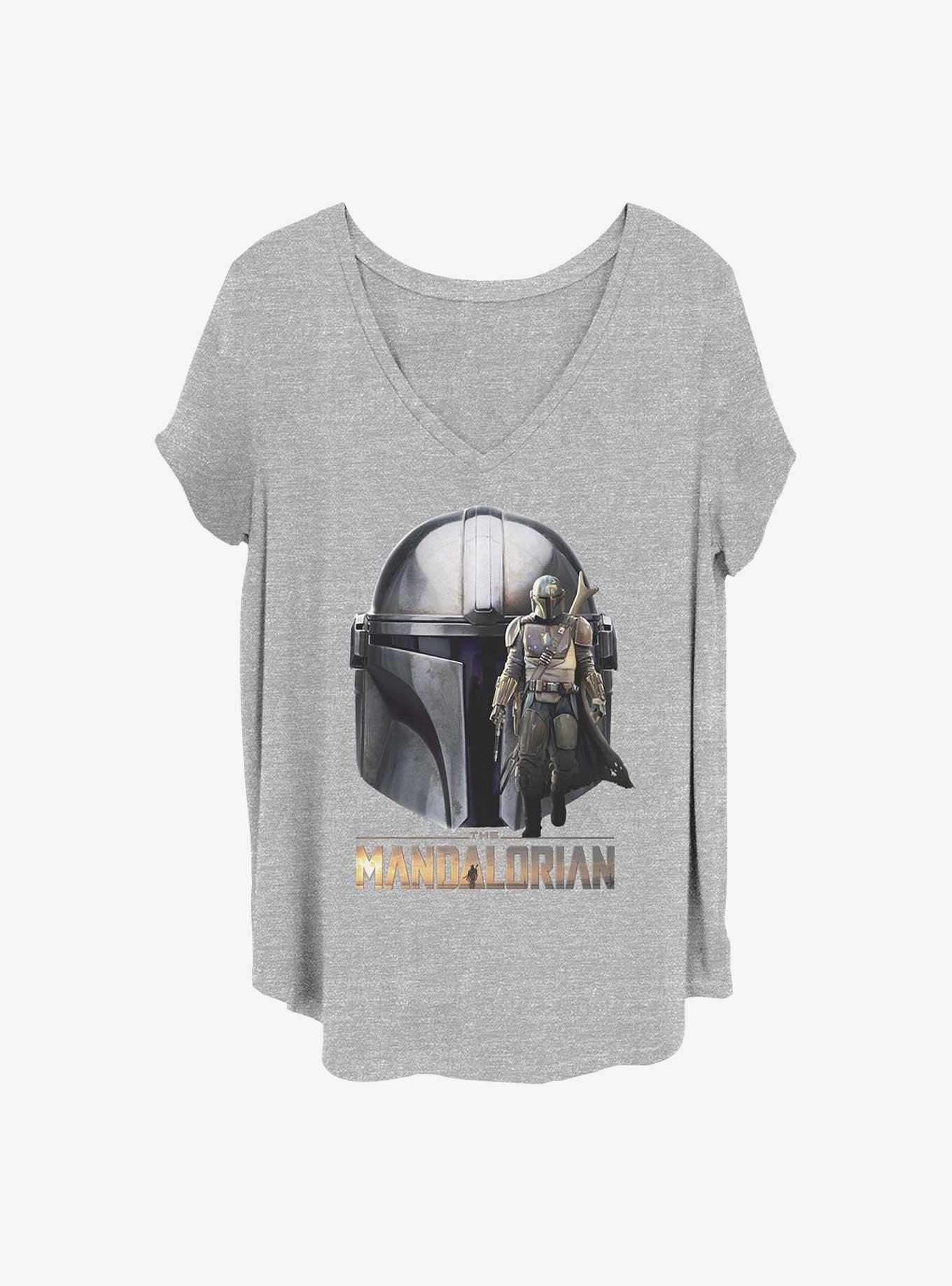 Star Wars The Mandalorian Mando Head Girls T-Shirt Plus Size, HEATHER GR, hi-res