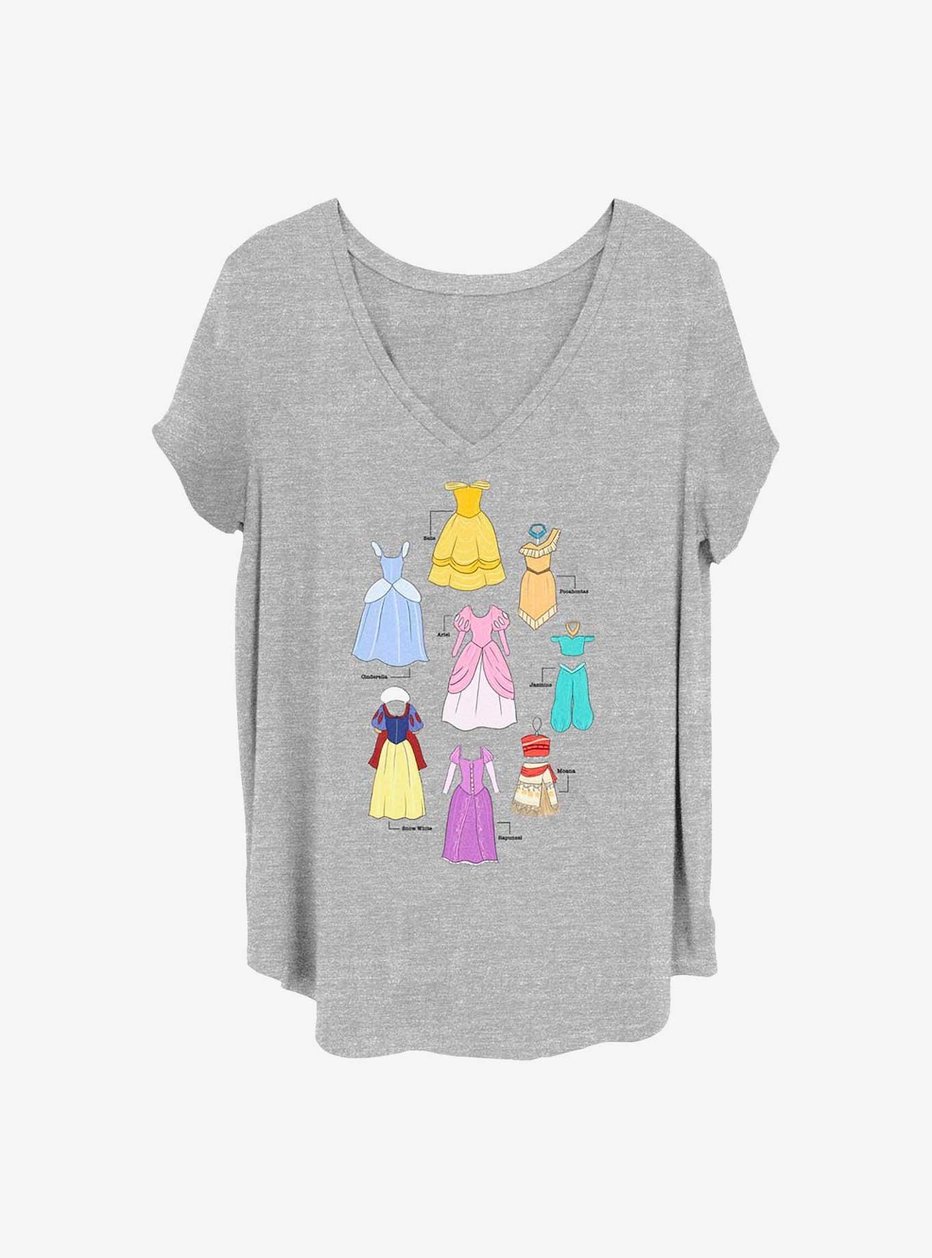 Disney Princesses Dresses Chart Girls T-Shirt Plus Size, HEATHER GR, hi-res