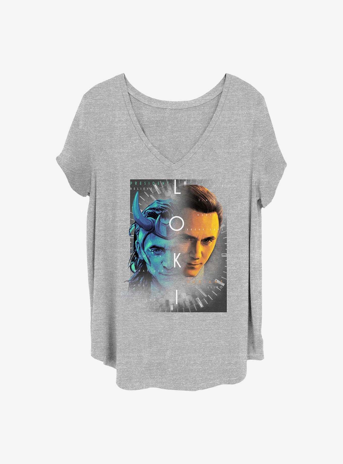 Marvel Loki Dual Self Girls T-Shirt Plus Size, HEATHER GR, hi-res