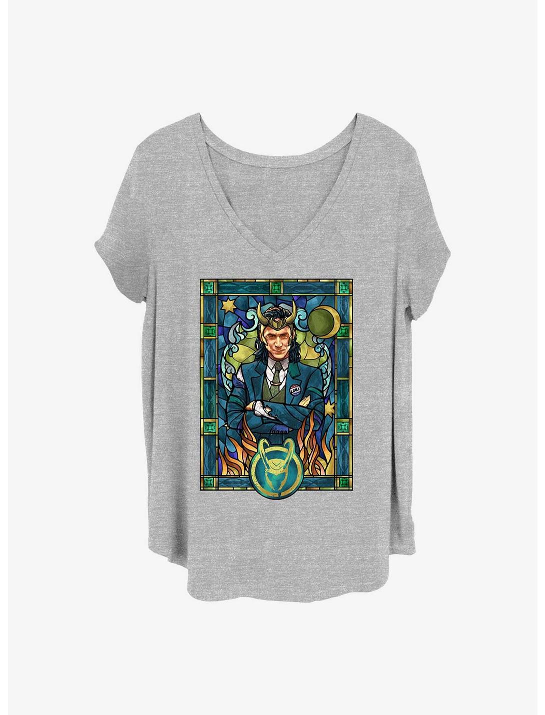 Marvel Loki Glass Window Girls T-Shirt Plus Size, HEATHER GR, hi-res