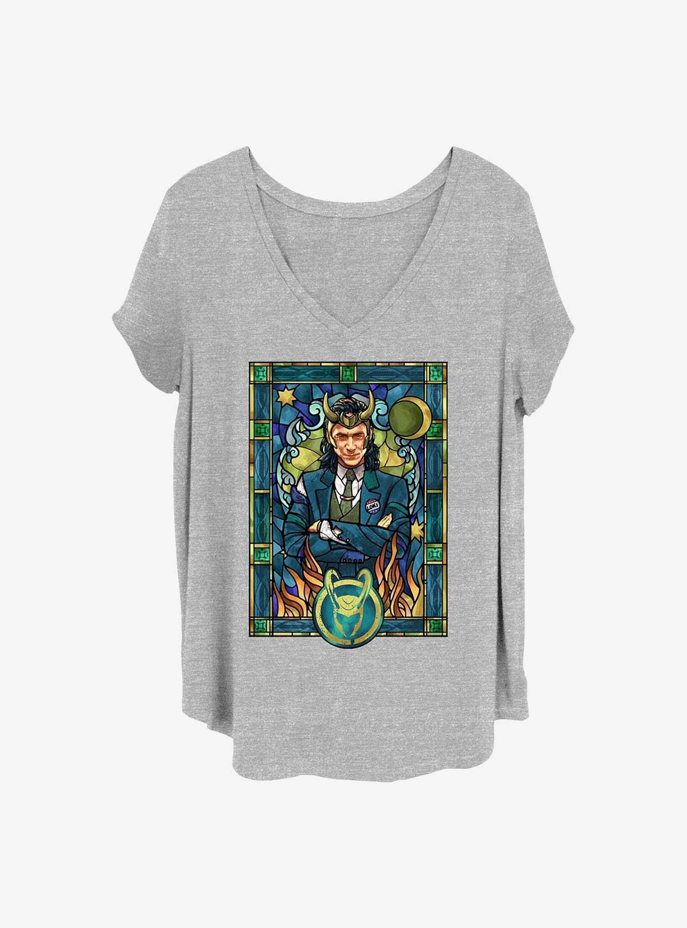 Marvel Loki Glass Window Girls T-Shirt Plus Size, HEATHER GR, hi-res