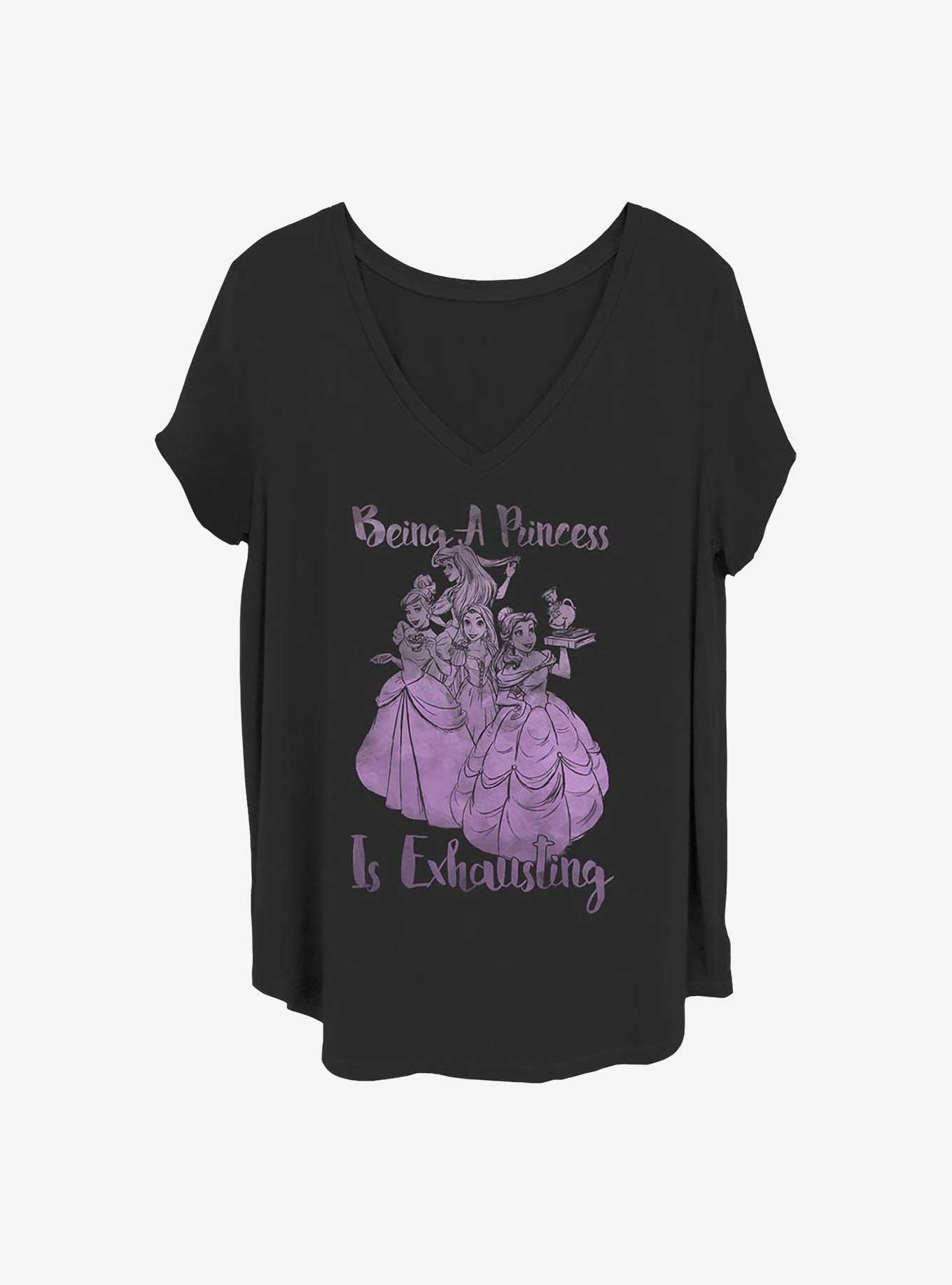 Disney Princesses Exhausted Girls T-Shirt Plus Size, BLACK, hi-res