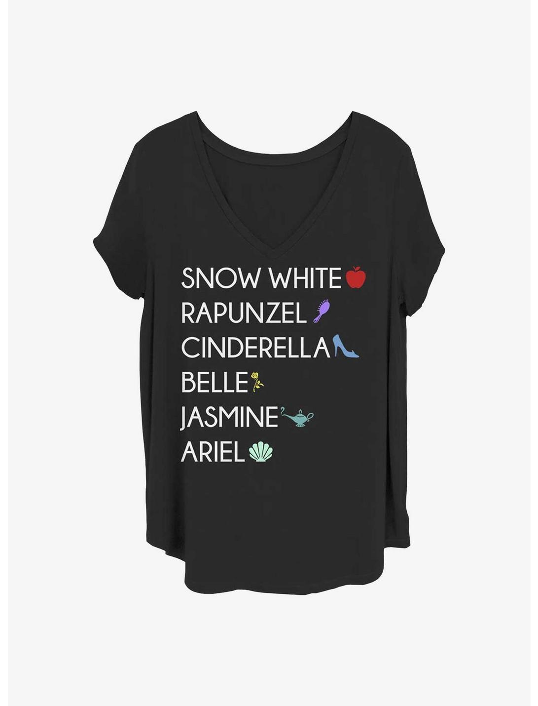 Disney Princesses Princess List Girls T-Shirt Plus Size, BLACK, hi-res