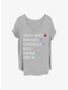 Disney Princesses Princess List Girls T-Shirt Plus Size, HEATHER GR, hi-res