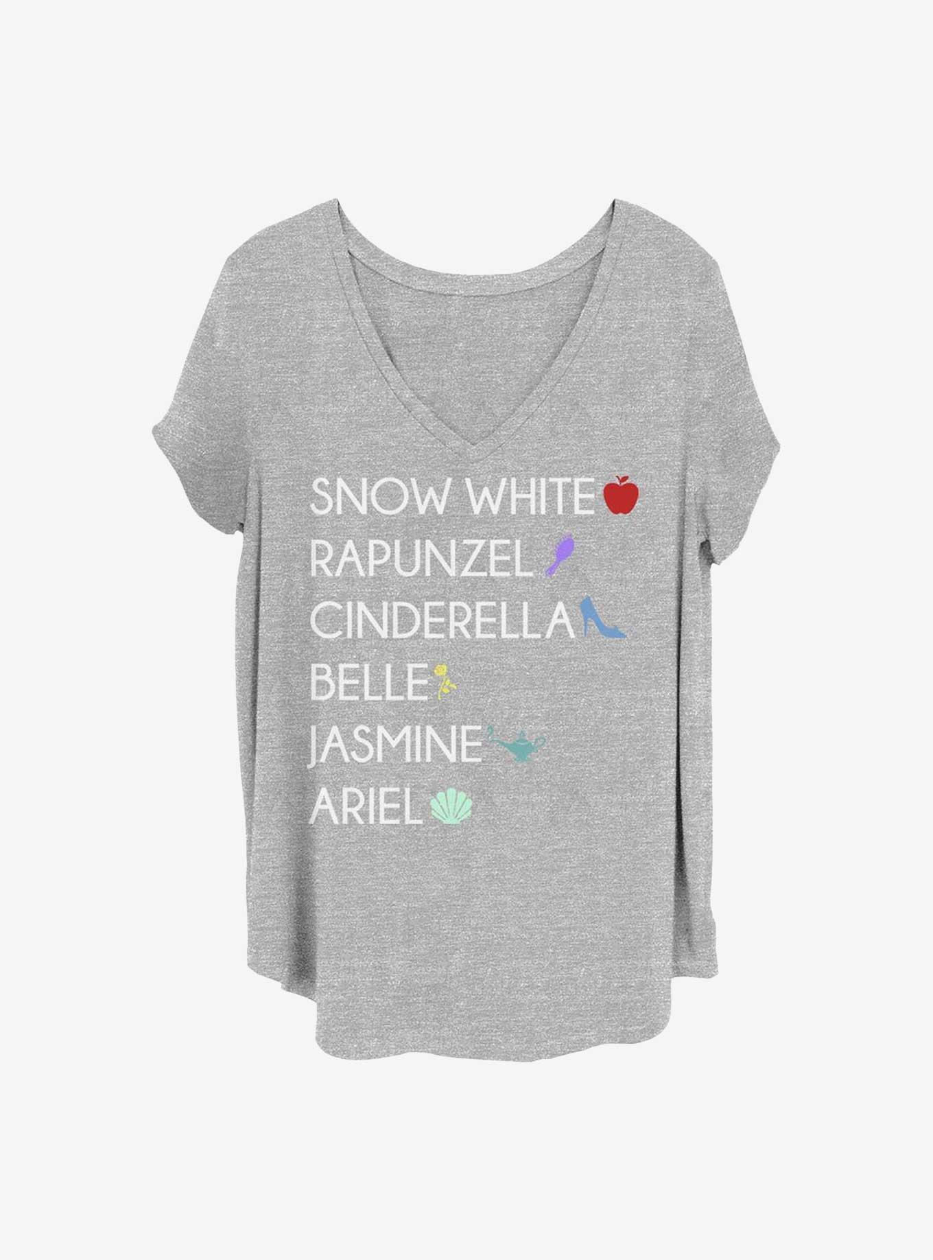 Disney Princesses Princess List Girls T-Shirt Plus Size, HEATHER GR, hi-res