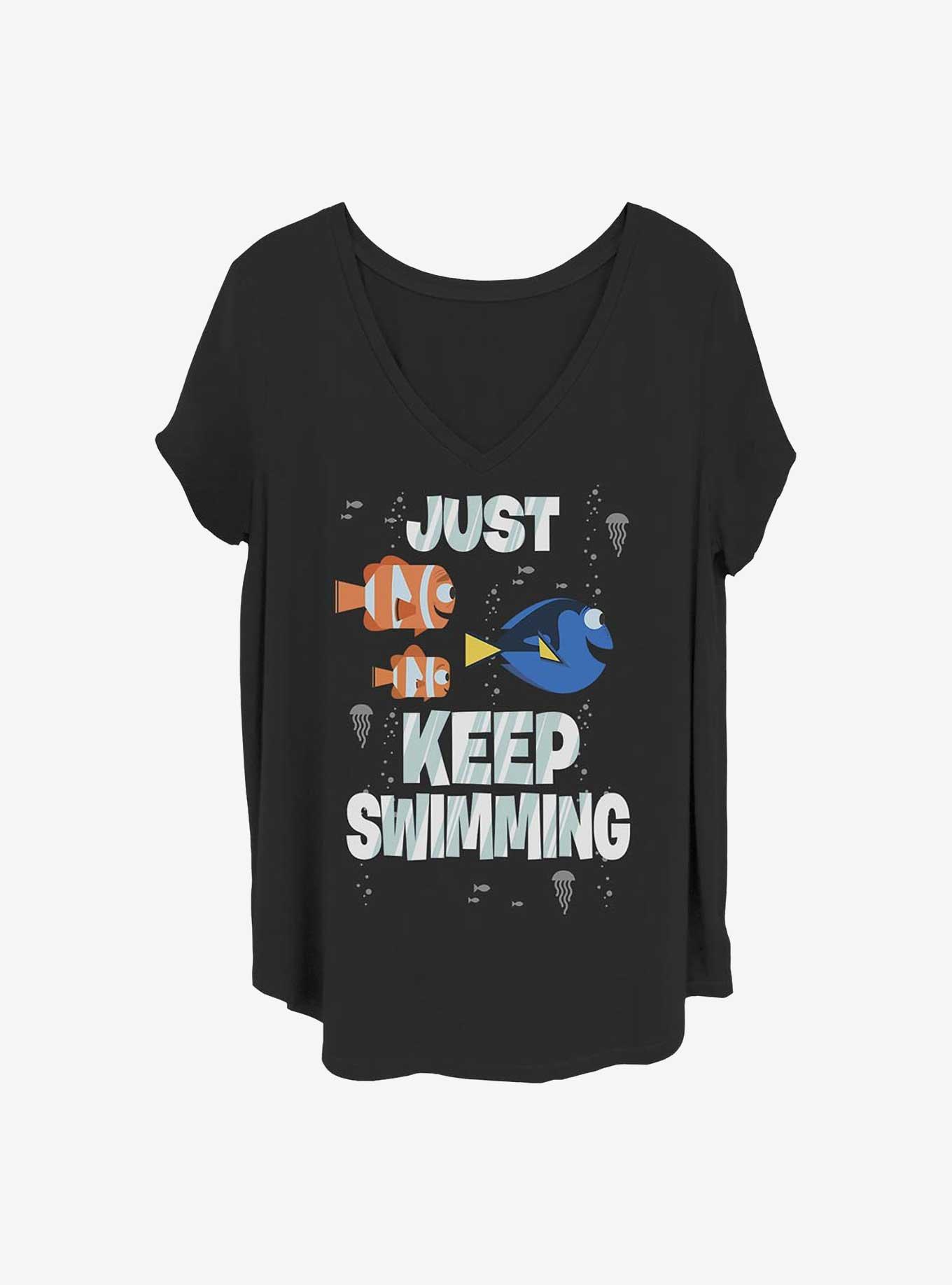 Disney Pixar Finding Nemo Just Swimming Girls T-Shirt Plus Size, BLACK, hi-res