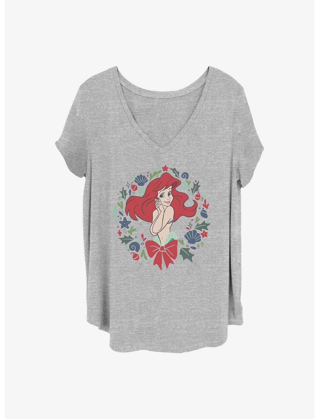 Disney The Little Mermaid Festive Ariel Girls T-Shirt Plus Size, HEATHER GR, hi-res