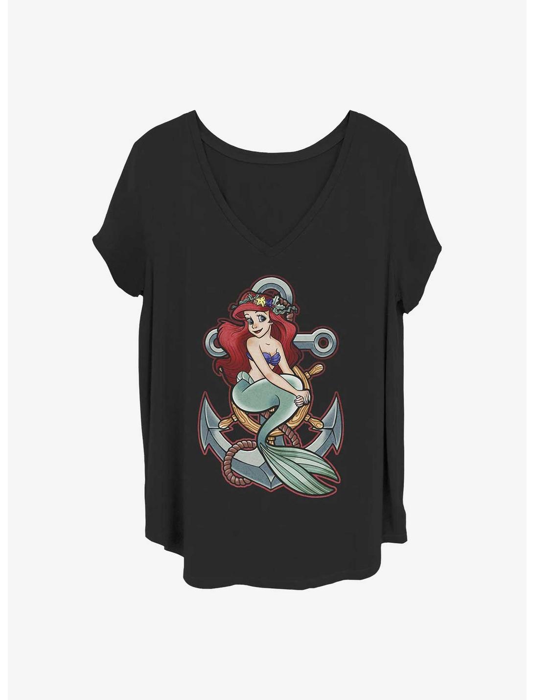 Disney The Little Mermaid Anchor Girls T-Shirt Plus Size, BLACK, hi-res