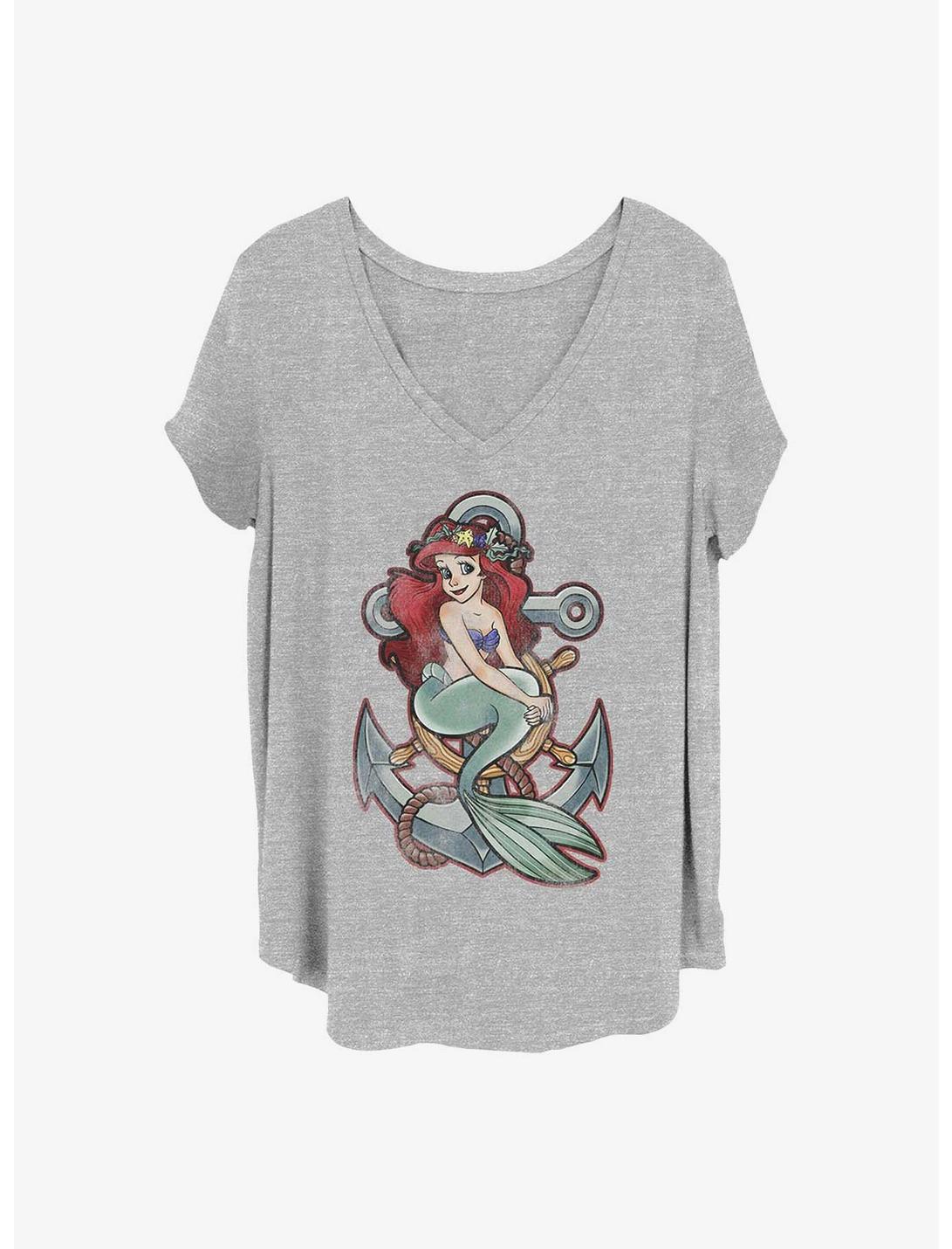 Disney The Little Mermaid Anchor Girls T-Shirt Plus Size, HEATHER GR, hi-res