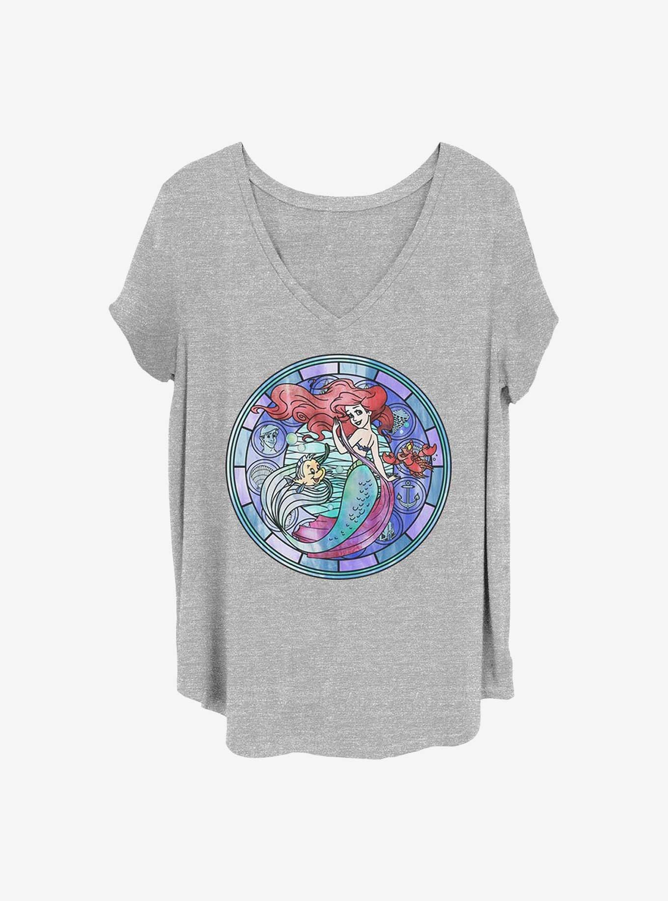 Disney The Little Mermaid Ariel Stained Glass Girls T-Shirt Plus Size, , hi-res