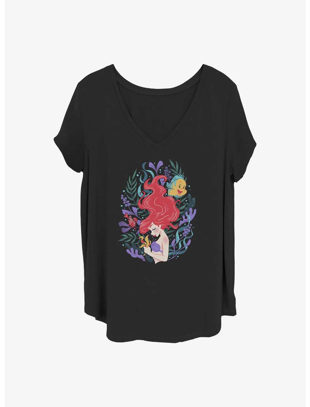 Disney The Little Mermaid Leafy Ariel Girls T-Shirt Plus Size, BLACK, hi-res