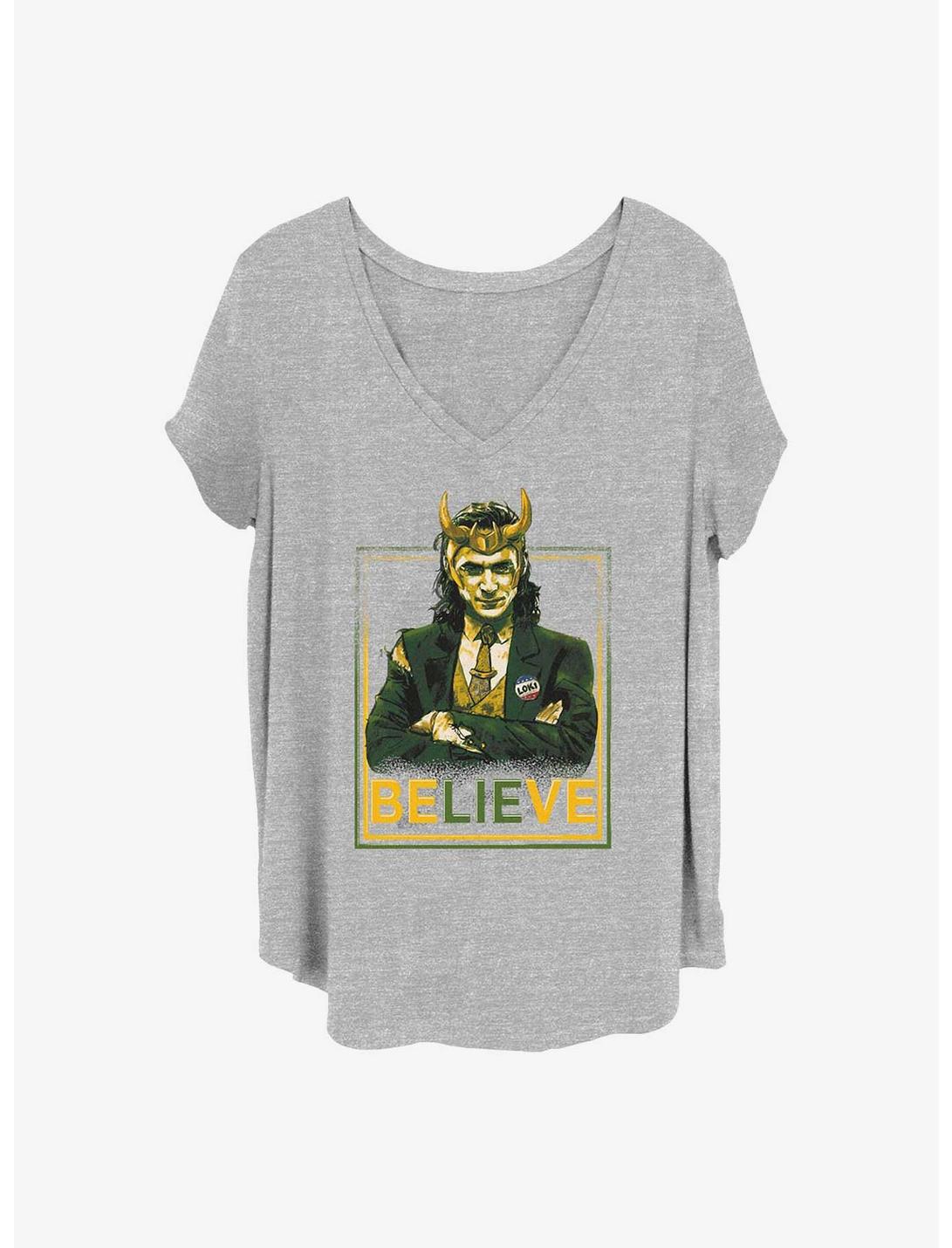 Marvel Loki Political Motive Girls T-Shirt Plus Size, HEATHER GR, hi-res
