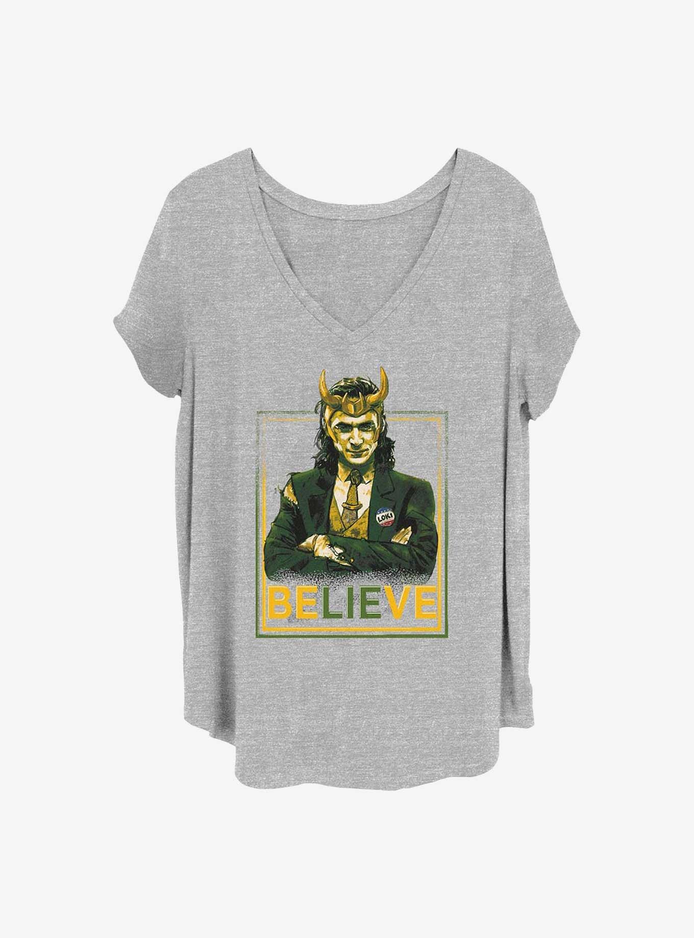 Marvel Loki Political Motive Girls T-Shirt Plus Size, HEATHER GR, hi-res