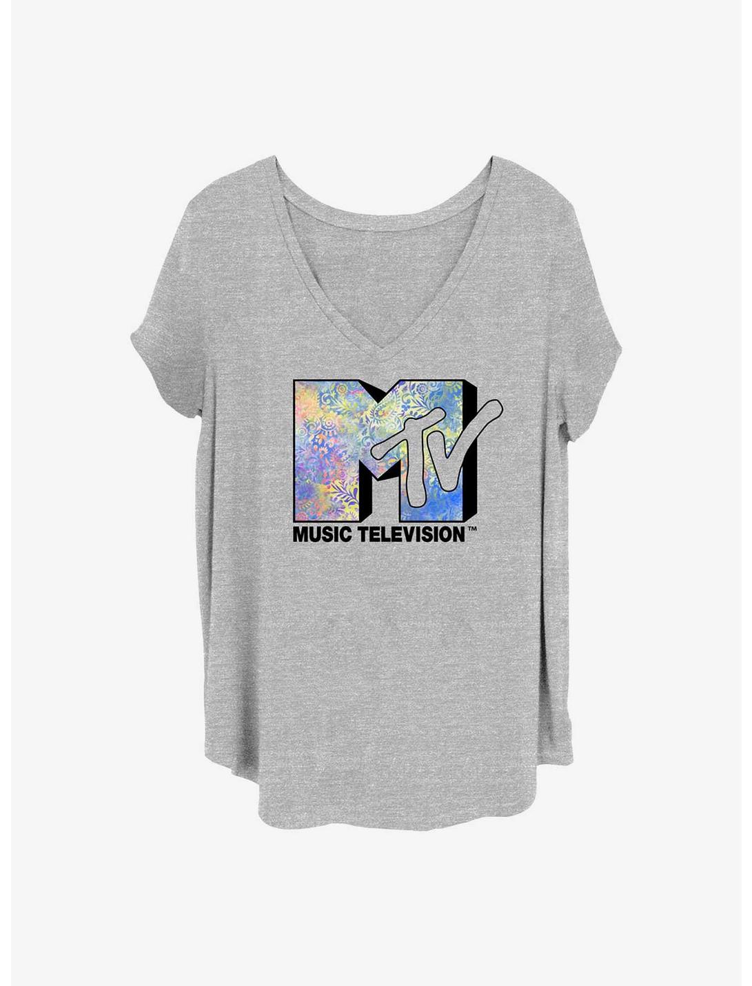 MTV Paisley MTV Watercolor Girls T-Shirt Plus Size, HEATHER GR, hi-res