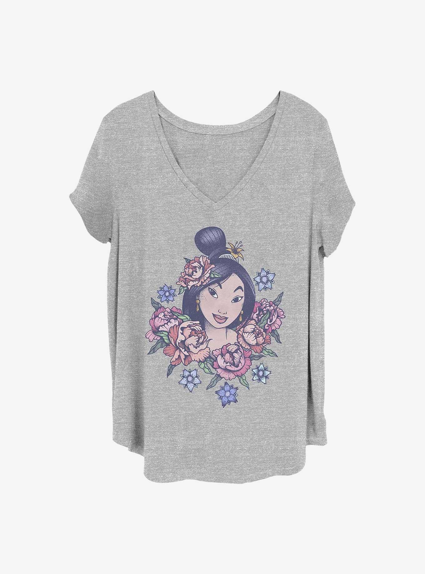 Disney Mulan Floral Mulan Girls T-Shirt Plus Size, HEATHER GR, hi-res