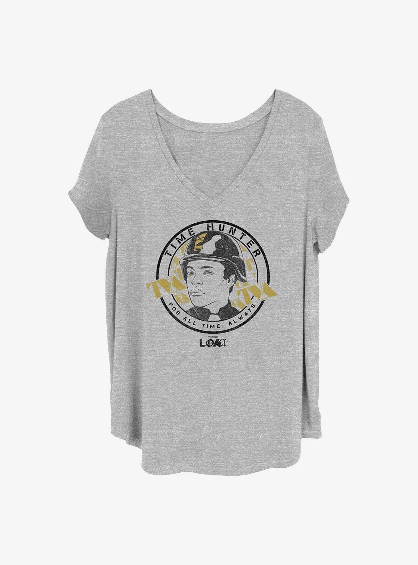 Marvel Loki Time Hunter Stamp Girls T-Shirt Plus Size, HEATHER GR, hi-res