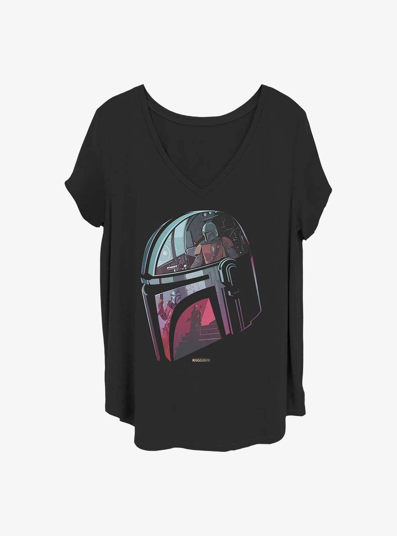 Star Wars The Mandalorian Helmet Story Girls T-Shirt Plus Size, BLACK, hi-res