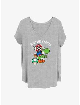 Nintendo Good Luck Squad Girls T-Shirt Plus Size, HEATHER GR, hi-res