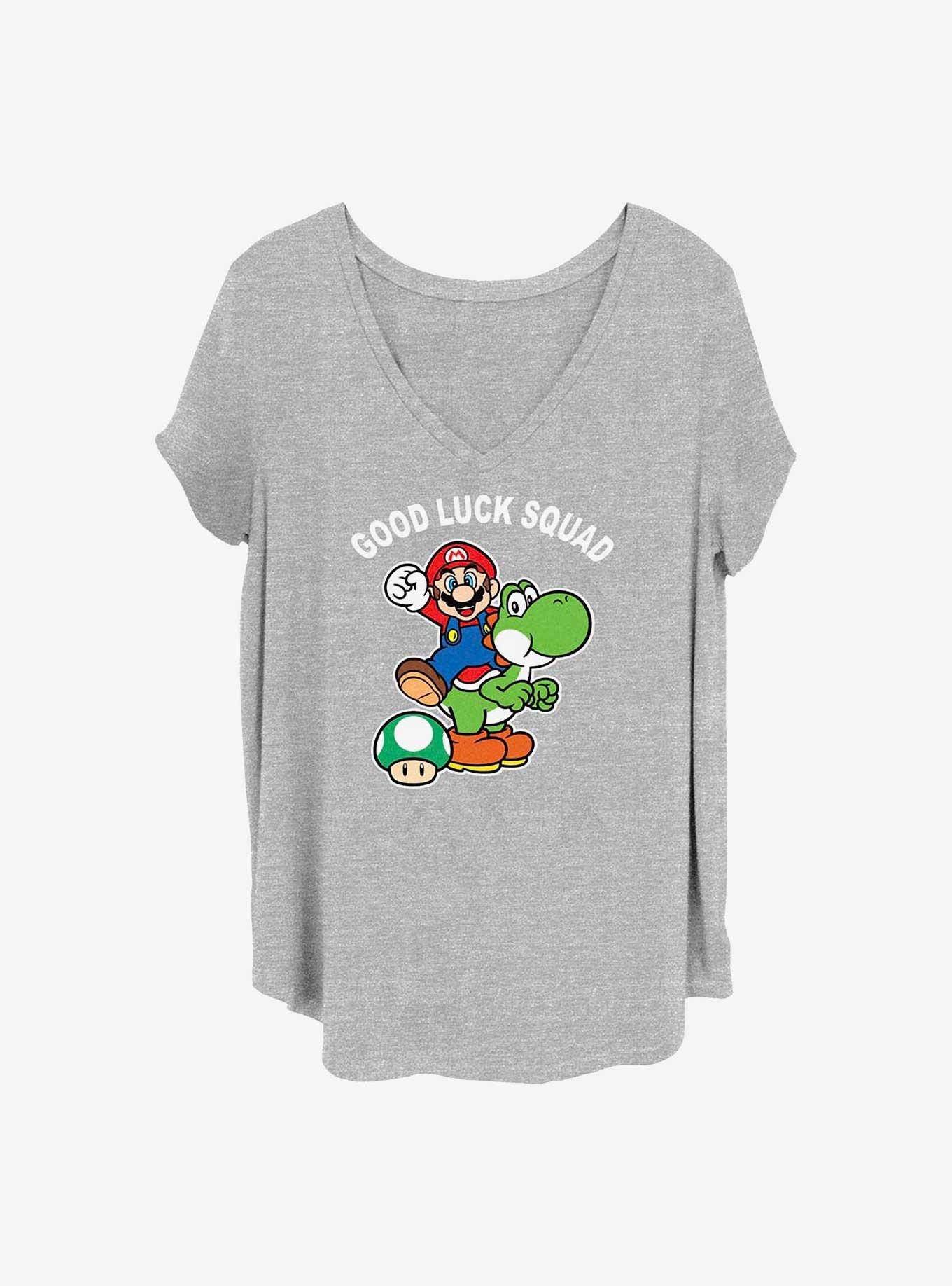 Nintendo Good Luck Squad Girls T-Shirt Plus Size, HEATHER GR, hi-res
