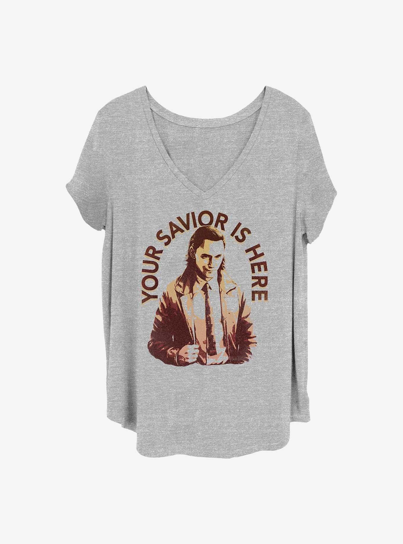 Marvel Loki Your Savior Is Here Girls T-Shirt Plus Size, HEATHER GR, hi-res