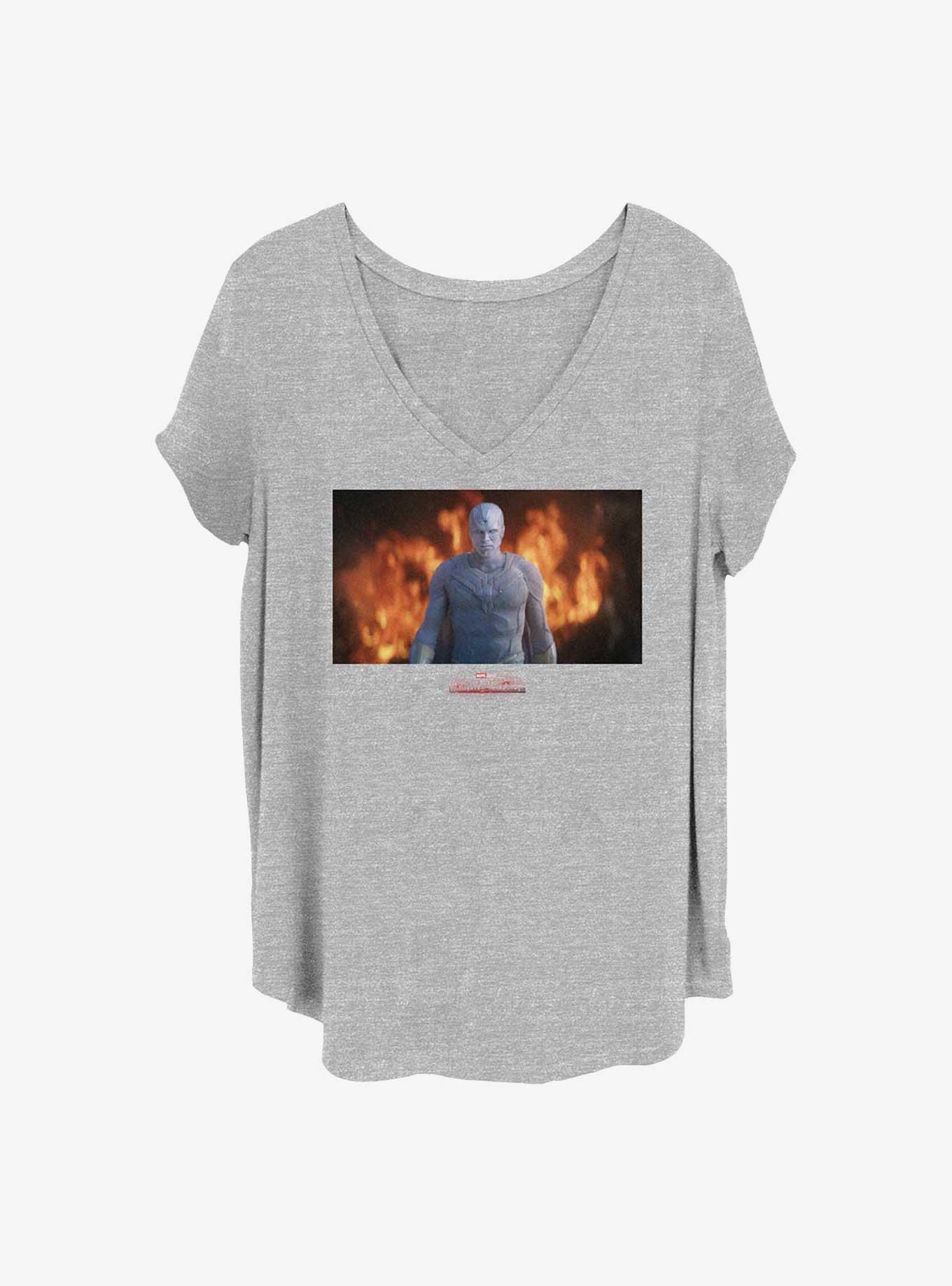 Marvel WandaVision White Vision Flames Girls T-Shirt Plus Size, , hi-res