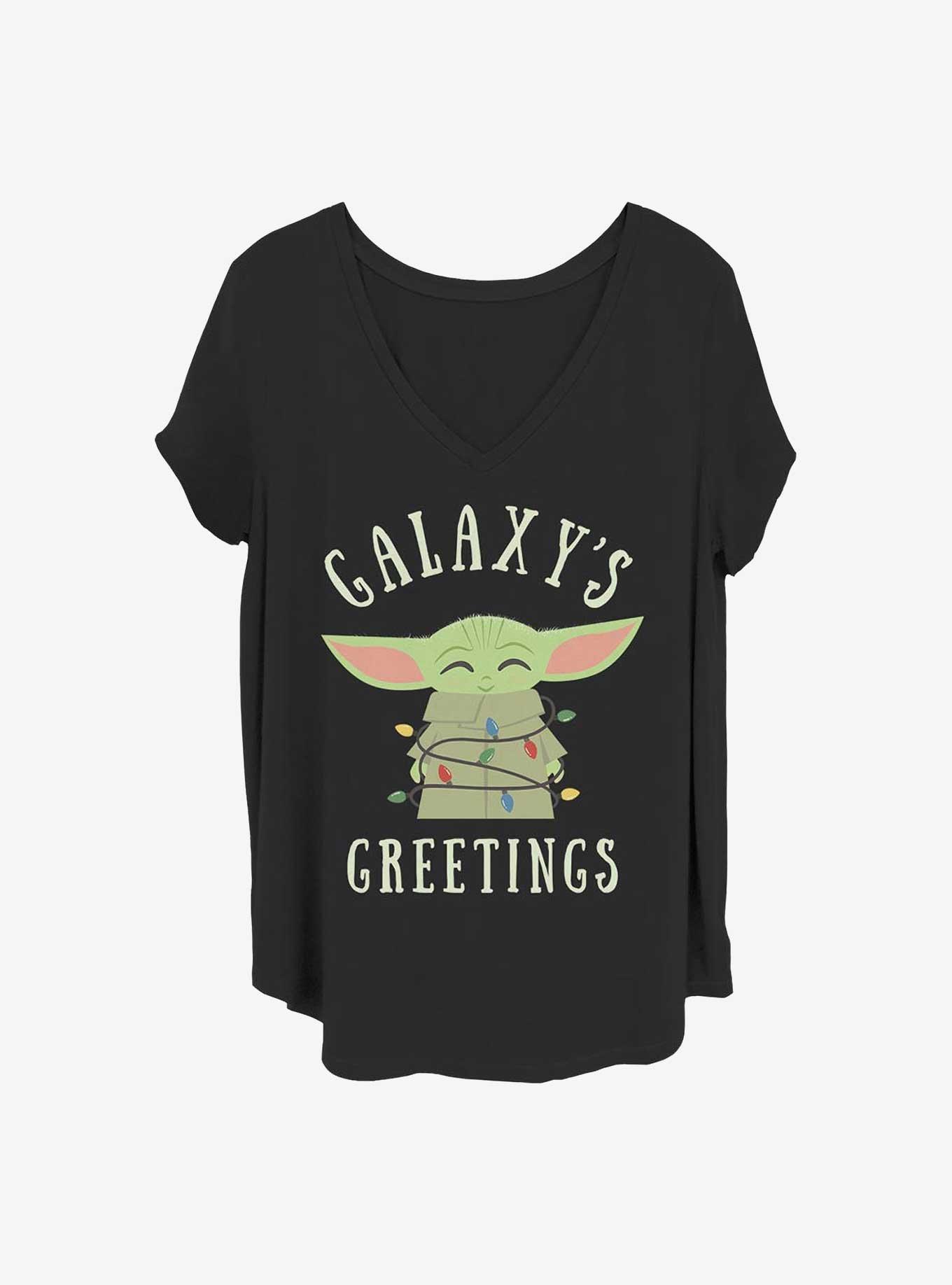 Star Wars The Mandalorian Christmas Lights Girls T-Shirt Plus Size, BLACK, hi-res