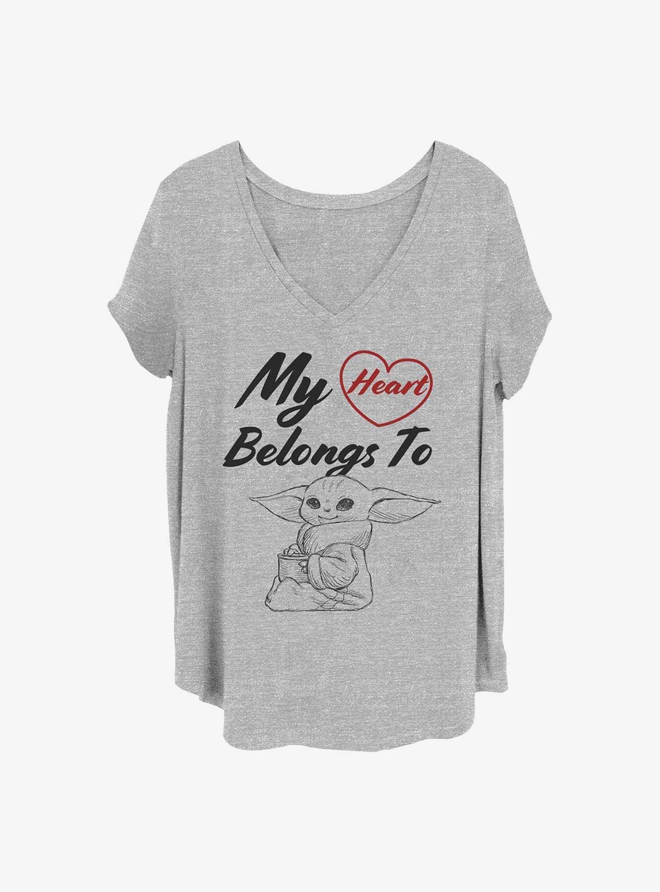 Star Wars The Mandalorian Heart Belong To The Child Girls T-Shirt Plus Size, HEATHER GR, hi-res
