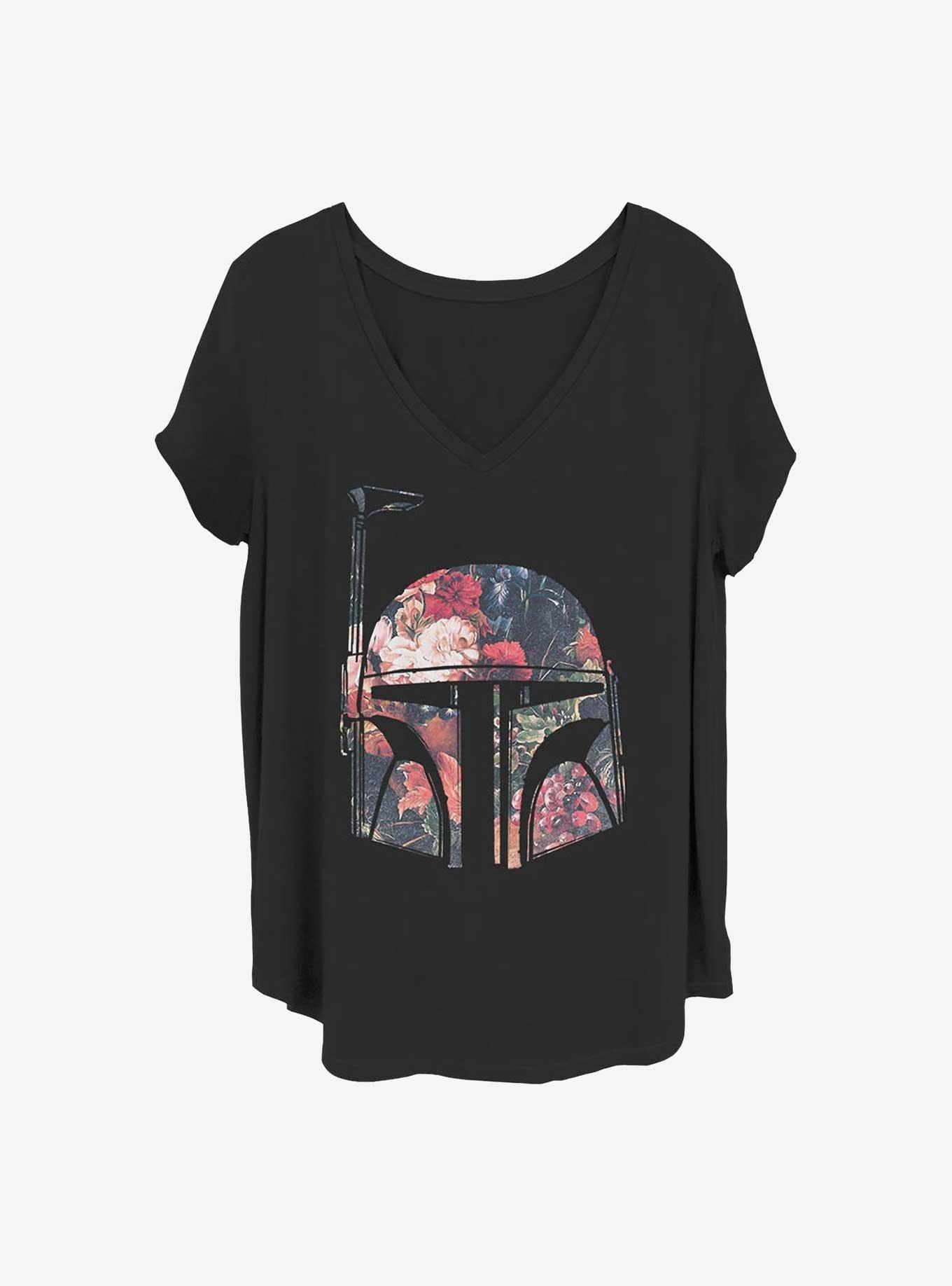 Star Wars Boba Floral Girls T-Shirt Plus Size, BLACK, hi-res
